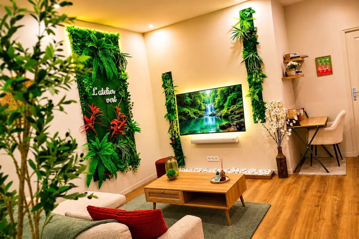 Salon de L’Atelier Vert, location d’appartement à Troyes